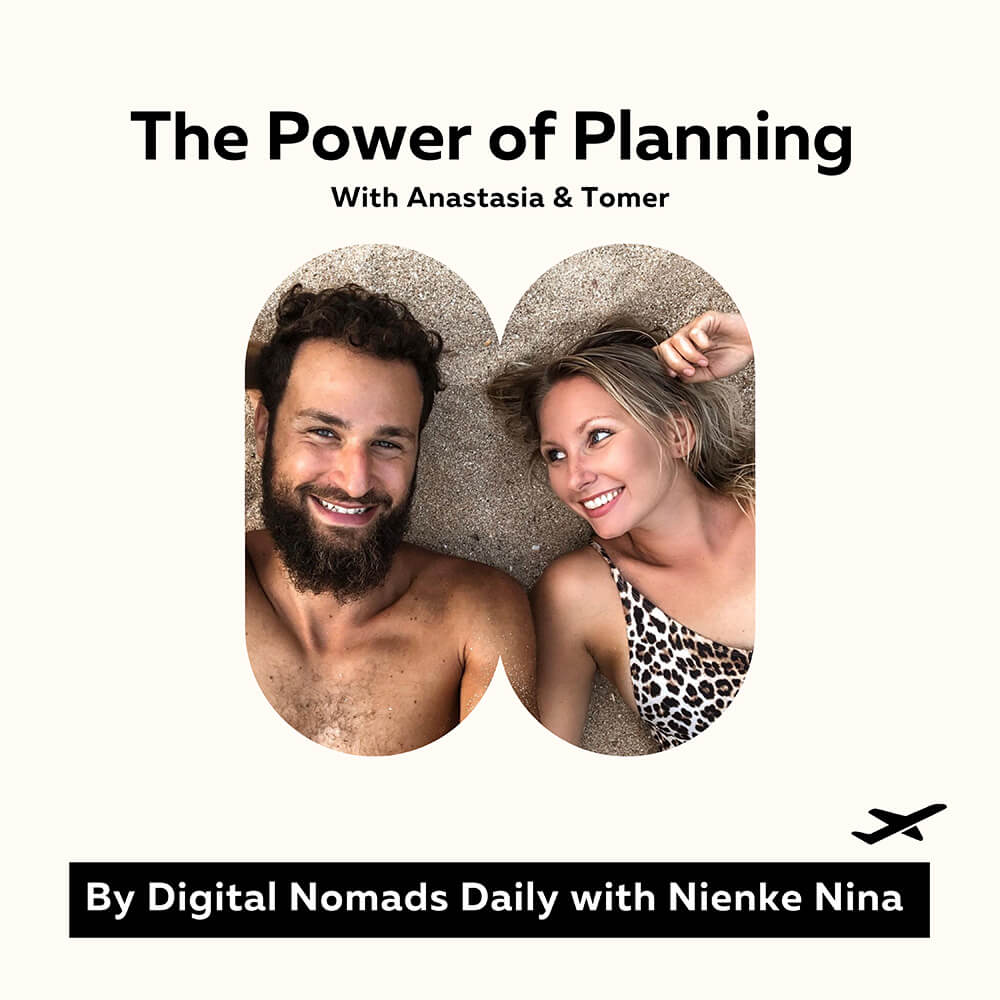 Cover photo digital nomads daiily podcast with business coaches Anastasia and Tomer (1)